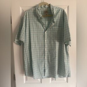L.L. Bean Light Green Plaid Short-Sleeve Button-Down Shirt
